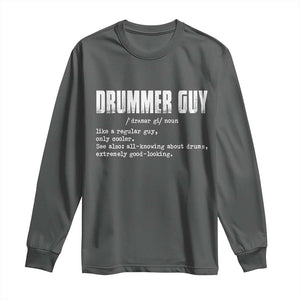Funny Drummer Guy Long Sleeve Shirt Definition Vintage Drums Drumming TS10 Dark Heather Print Your Wear