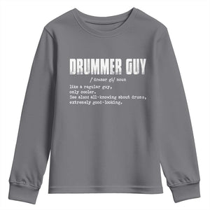 Funny Drummer Guy Youth Sweatshirt Definition Vintage Drums Drumming TS10 Charcoal Print Your Wear