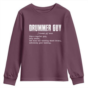 Funny Drummer Guy Youth Sweatshirt Definition Vintage Drums Drumming TS10 Maroon Print Your Wear