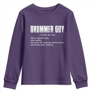 Funny Drummer Guy Youth Sweatshirt Definition Vintage Drums Drumming TS10 Purple Print Your Wear