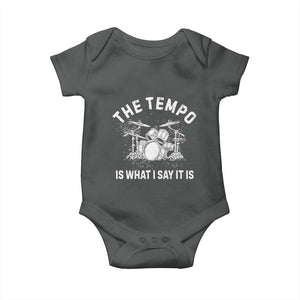 Funny Drummer Baby Onesie Retro The Tempo Is What I Say It is TS10 Dark Heather Print Your Wear
