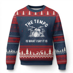 Funny Drummer Ugly Christmas Sweater Retro The Tempo Is What I Say It is TS10 Navy Red Print Your Wear