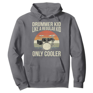 Funny Drummer Kid Hoodie Like A Regular Kid But Cooler Boys Girls Kids TS10 Charcoal Print Your Wear