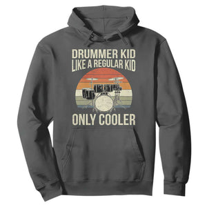 Funny Drummer Kid Hoodie Like A Regular Kid But Cooler Boys Girls Kids TS10 Dark Heather Print Your Wear