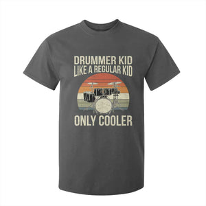 Funny Drummer Kid T Shirt For Kid Like A Regular Kid But Cooler Boys Girls Kids TS10 Dark Heather Print Your Wear