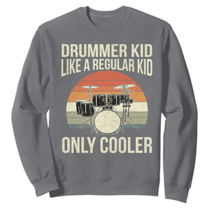 Funny Drummer Kid Sweatshirt Like A Regular Kid But Cooler Boys Girls Kids TS10 Charcoal Print Your Wear