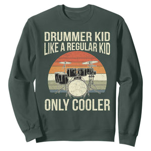Funny Drummer Kid Sweatshirt Like A Regular Kid But Cooler Boys Girls Kids TS10 Dark Forest Green Print Your Wear