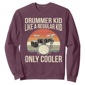 Funny Drummer Kid Sweatshirt Like A Regular Kid But Cooler Boys Girls Kids TS10 Maroon Print Your Wear