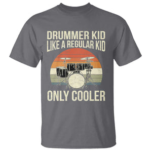 Funny Drummer Kid T Shirt Like A Regular Kid But Cooler Boys Girls Kids TS10 Charcoal Print Your Wear