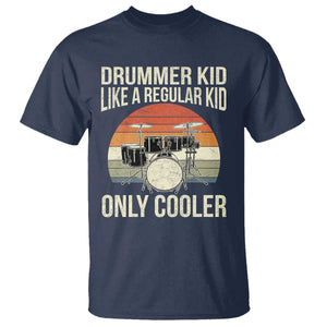 Funny Drummer Kid T Shirt Like A Regular Kid But Cooler Boys Girls Kids TS10 Navy Print Your Wear