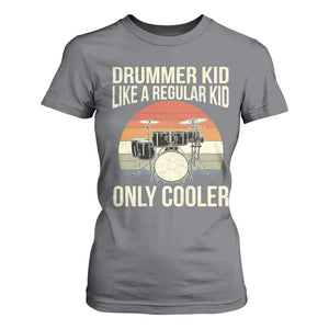 Funny Drummer Kid T Shirt For Women Like A Regular Kid But Cooler Boys Girls Kids TS10 Charcoal Print Your Wear
