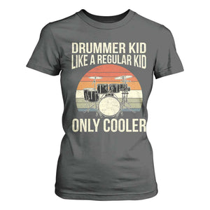 Funny Drummer Kid T Shirt For Women Like A Regular Kid But Cooler Boys Girls Kids TS10 Dark Heather Print Your Wear