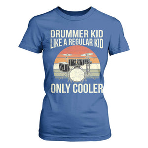 Funny Drummer Kid T Shirt For Women Like A Regular Kid But Cooler Boys Girls Kids TS10 Royal Blue Print Your Wear