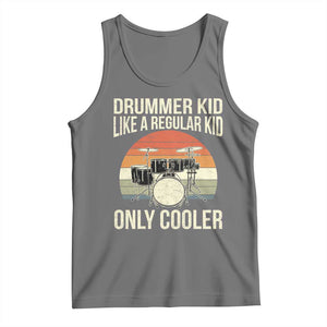 Funny Drummer Kid Tank Top Like A Regular Kid But Cooler Boys Girls Kids TS10 Black Heather Print Your Wear