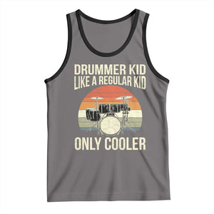Funny Drummer Kid Tank Top Like A Regular Kid But Cooler Boys Girls Kids TS10 Deep Heather Black Print Your Wear