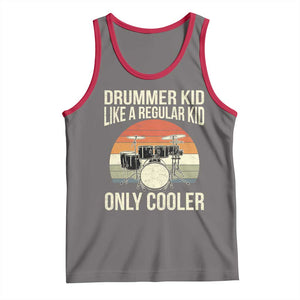 Funny Drummer Kid Tank Top Like A Regular Kid But Cooler Boys Girls Kids TS10 Deep Heather Red Print Your Wear