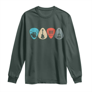 Guitar Pick Long Sleeve Shirt Retro Music Instrument TS10 Dark Forest Green Print Your Wear