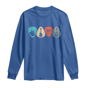 Guitar Pick Long Sleeve Shirt Retro Music Instrument TS10 Royal Blue Print Your Wear