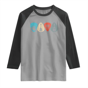 Guitar Pick Raglan Shirt Retro Music Instrument TS10 Sport Gray Black Print Your Wear