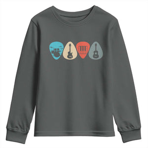 Guitar Pick Youth Sweatshirt Retro Music Instrument TS10 Dark Heather Print Your Wear