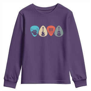 Guitar Pick Youth Sweatshirt Retro Music Instrument TS10 Purple Print Your Wear