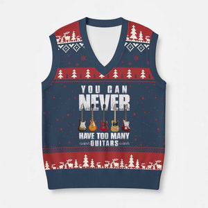 Funny Guitarist V-Neck Knit Sweater Vest You Can Never Have Too Many Guitars Music Life TS10 Navy Red Print Your Wear