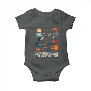 Funny Guitarist Baby Onesie You Can Never Have Too Many Guitars Vintage Guitar Lineup TS10 Dark Heather Print Your Wear