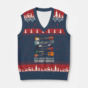 Funny Guitarist V-Neck Knit Sweater Vest You Can Never Have Too Many Guitars Vintage Guitar Lineup TS10 Navy Red Print Your Wear