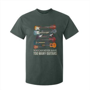 Funny Guitarist T Shirt For Kid You Can Never Have Too Many Guitars Vintage Guitar Lineup TS10 Dark Forest Green Print Your Wear