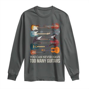 Funny Guitarist Long Sleeve Shirt You Can Never Have Too Many Guitars Vintage Guitar Lineup TS10 Dark Heather Print Your Wear