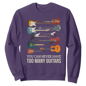Funny Guitarist Sweatshirt You Can Never Have Too Many Guitars Vintage Guitar Lineup TS10 Purple Print Your Wear