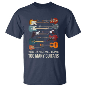 Funny Guitarist T Shirt You Can Never Have Too Many Guitars Vintage Guitar Lineup TS10 Navy Print Your Wear