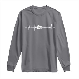 Guitar Heartbeat Long Sleeve Shirt Funny Guitarist Guitars Music Lovers TS10 Charcoal Print Your Wear