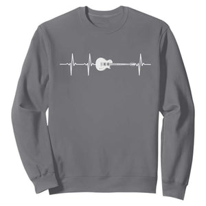 Guitar Heartbeat Sweatshirt Funny Guitarist Guitars Music Lovers TS10 Charcoal Print Your Wear