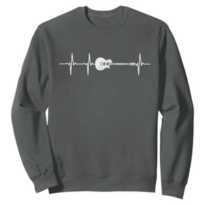 Guitar Heartbeat Sweatshirt Funny Guitarist Guitars Music Lovers TS10 Dark Heather Print Your Wear
