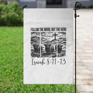 Follow the Word Not The Herd Garden Flag Vintage Bible Verse Christian Country Highland Cow Boho TS10 Print Your Wear