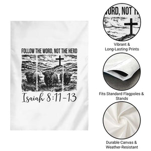 Follow the Word Not The Herd Garden Flag Vintage Bible Verse Christian Country Highland Cow Boho TS10 Print Your Wear