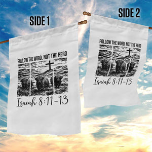 Follow the Word Not The Herd Garden Flag Vintage Bible Verse Christian Country Highland Cow Boho TS10 Print Your Wear