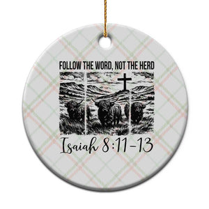 Follow the Word Not The Herd Ceramic Ornament Vintage Bible Verse Christian Country Highland Cow Boho TS10 1pc Christmas Plaid Print Your Wear