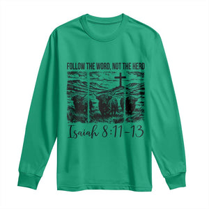 Follow the Word Not The Herd Long Sleeve Shirt Vintage Bible Verse Christian Country Highland Cow Boho TS10 Irish Green Print Your Wear