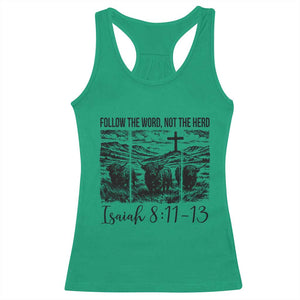 Follow the Word Not The Herd Racerback Tank Top Vintage Bible Verse Christian Country Highland Cow Boho TS10 Irish Green Print Your Wear