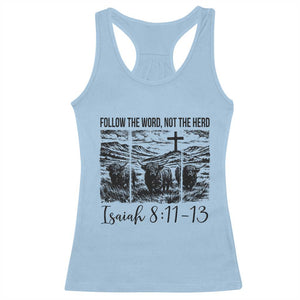Follow the Word Not The Herd Racerback Tank Top Vintage Bible Verse Christian Country Highland Cow Boho TS10 Light Blue Print Your Wear