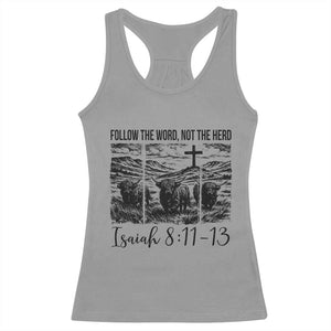 Follow the Word Not The Herd Racerback Tank Top Vintage Bible Verse Christian Country Highland Cow Boho TS10 Sport Gray Print Your Wear