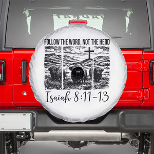 Follow the Word Not The Herd Spare Tire Cover Vintage Bible Verse Christian Country Highland Cow Boho TS10 White Print Your Wear