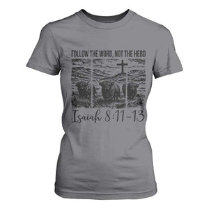 Follow the Word Not The Herd T Shirt For Women Vintage Bible Verse Christian Country Highland Cow Boho TS10 Charcoal Print Your Wear