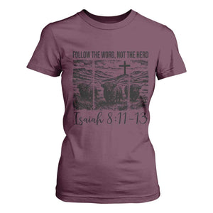 Follow the Word Not The Herd T Shirt For Women Vintage Bible Verse Christian Country Highland Cow Boho TS10 Maroon Print Your Wear