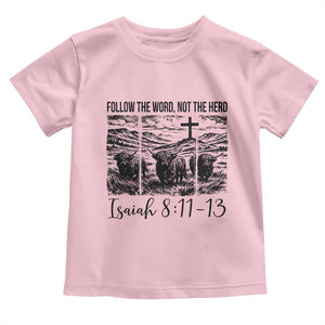 Follow the Word Not The Herd Toddler T Shirt Vintage Bible Verse Christian Country Highland Cow Boho TS10 Light Pink Print Your Wear