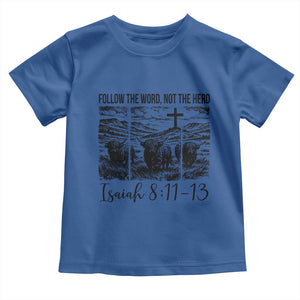 Follow the Word Not The Herd Toddler T Shirt Vintage Bible Verse Christian Country Highland Cow Boho TS10 Royal Blue Print Your Wear
