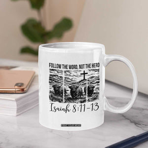 Follow the Word Not The Herd Coffee Mug Vintage Bible Verse Christian Country Highland Cow Boho TS10 Print Your Wear