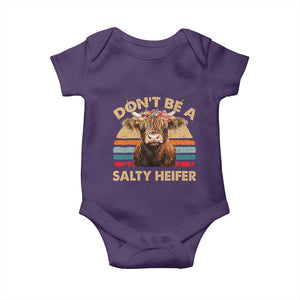 Highland Cow Baby Onesie Dont Be A Salty Heifer TS10 Purple Print Your Wear